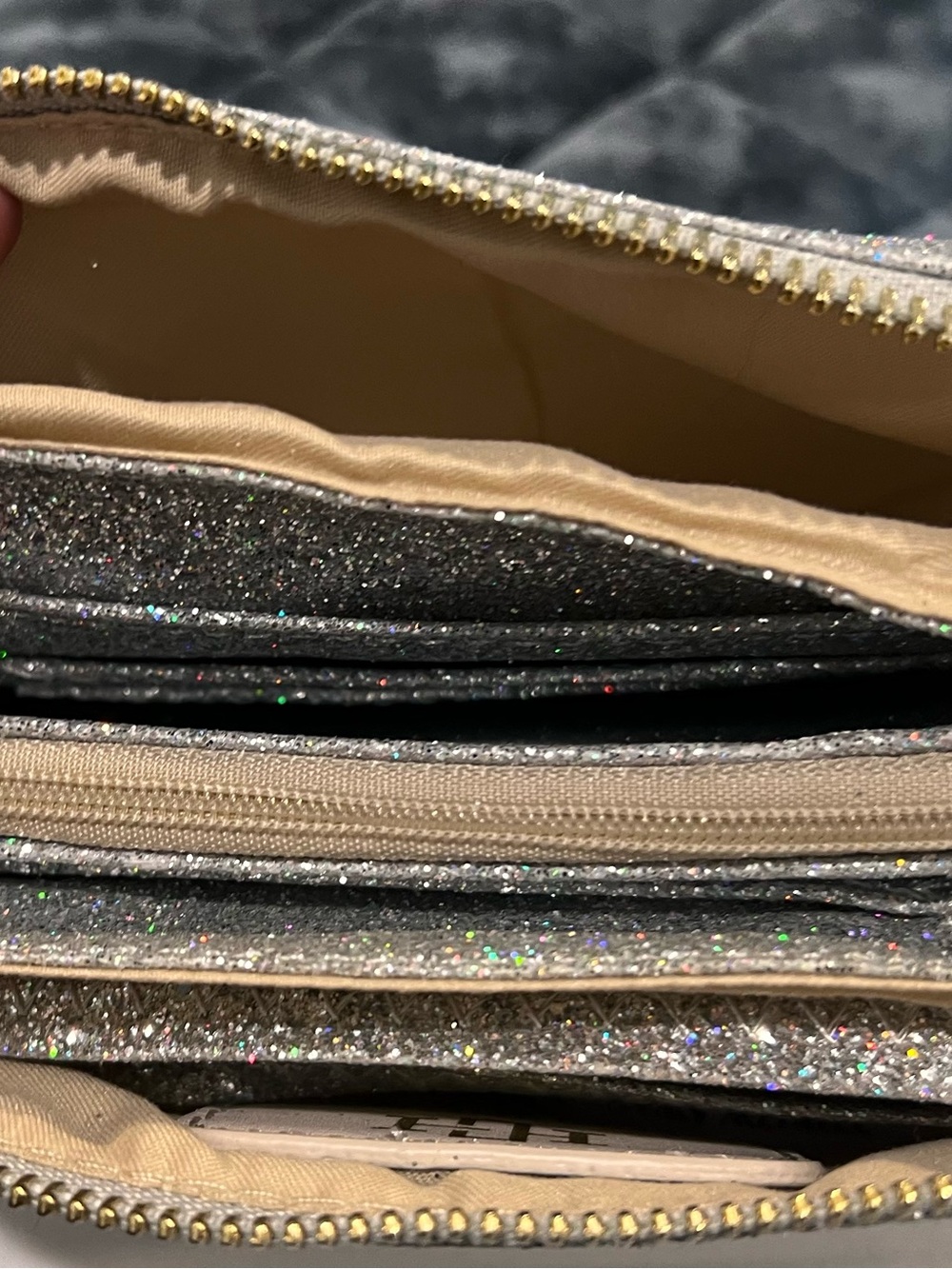 Caroline Hill Silver Glitter wristlet and clutch - Picture 5 of 6